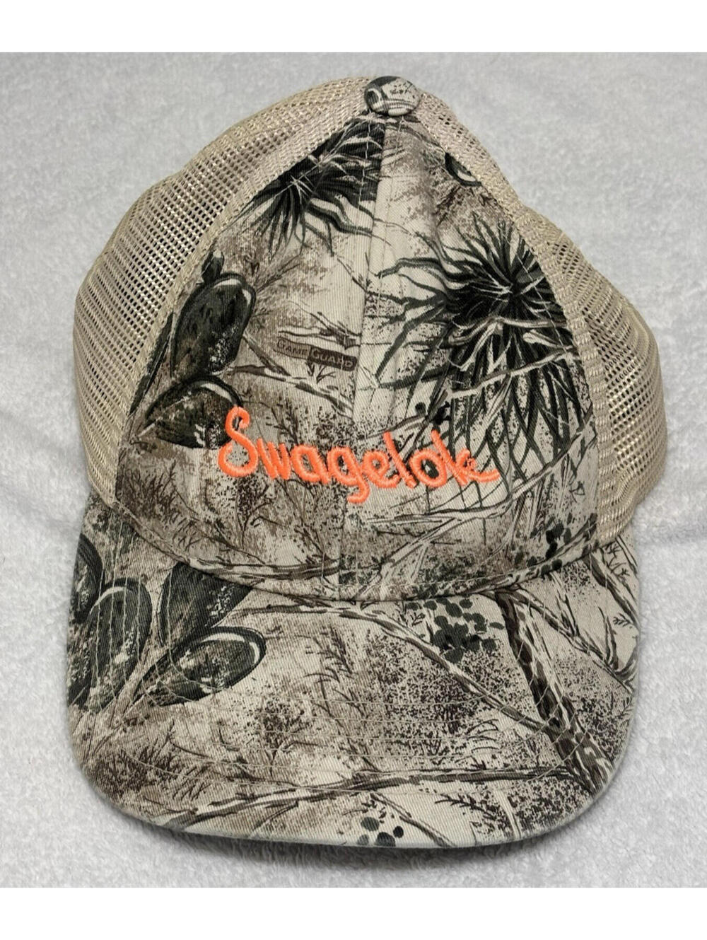 Swagelok Adjustable Camo Trucker Hat Orange || pre-owned
